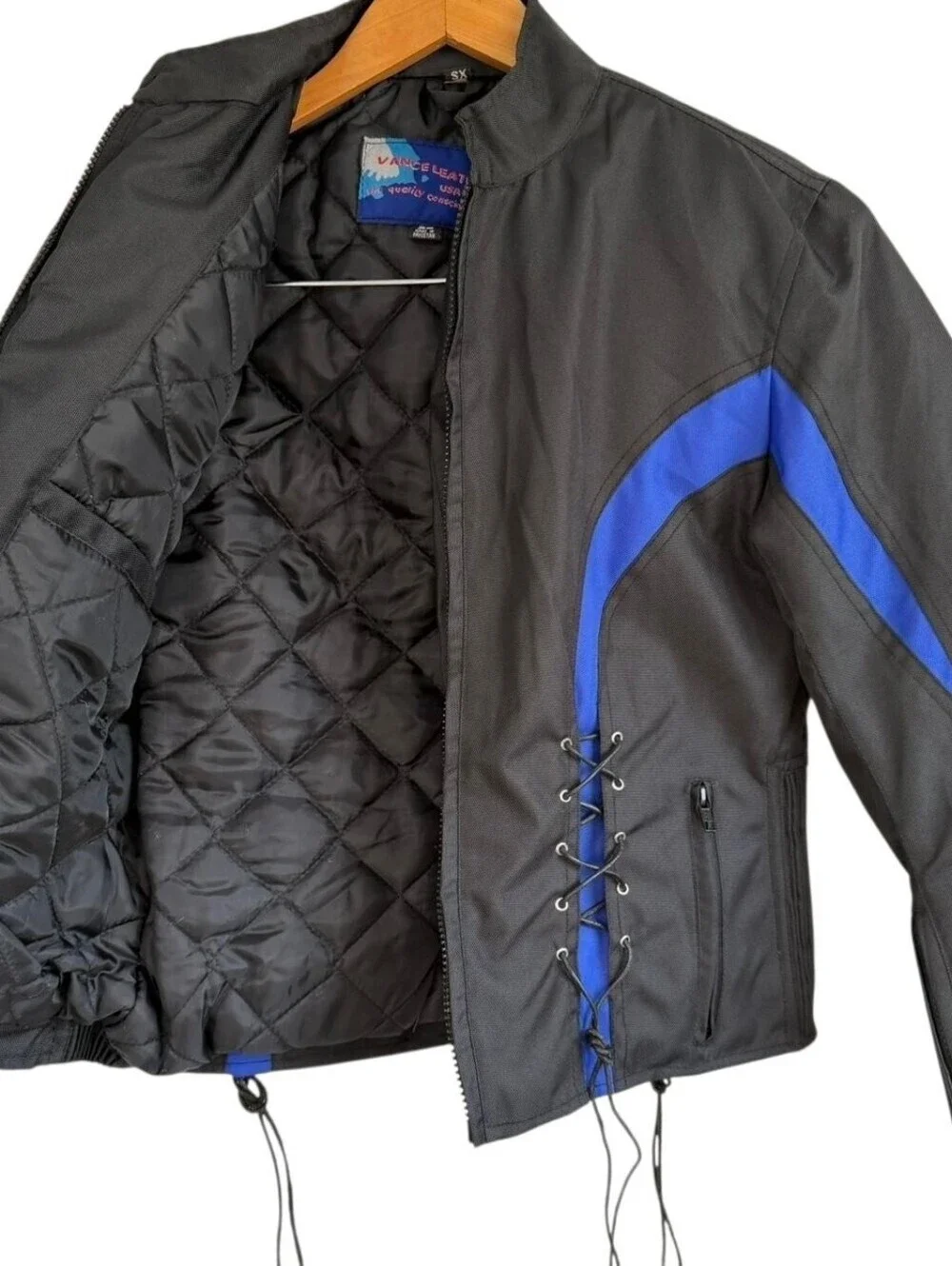 Y2K Vance Leathers Lace Up Motorcycle Jacket Sz XS Womens